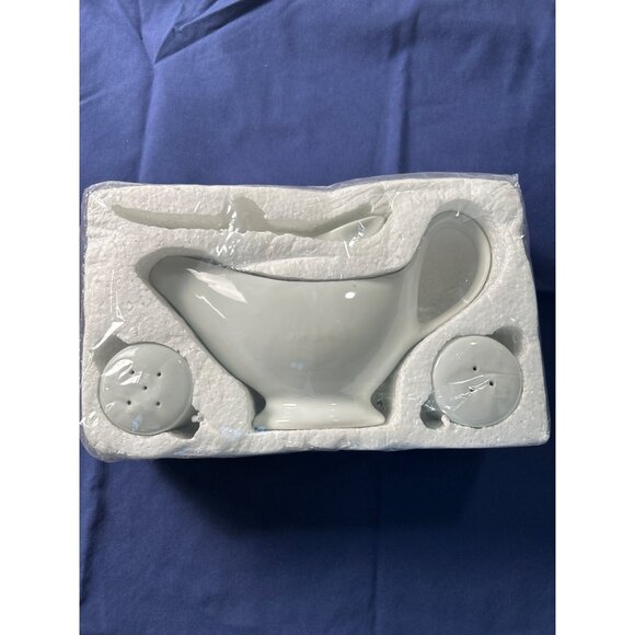 Vintage Ceramic Gravy Boat with Salt & Pepper Shaker Original Packaging unbrande - Picture 1 of 4